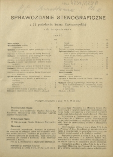 Sprawozdanie Stenograficzne z 11 Posiedzenia Sejmu Rzeczypospolitej z dnia 26 stycznia 1923 r. ( I Kadencja 1922-1927)