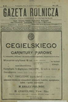 Gazeta Rolnicza : pismo tygodniowe ilustrowane. R. 62, nr 41 (13 października 1922)
