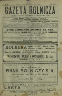 Gazeta Rolnicza : pismo tygodniowe ilustrowane. R. 62, nr 42 (20 października 1922)