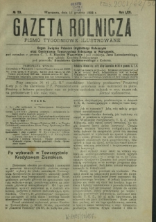 Gazeta Rolnicza : pismo tygodniowe ilustrowane. R. 62, nr 50 (15 grudnia 1922)