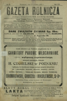 Gazeta Rolnicza : pismo tygodniowe ilustrowane. R. 62, nr 52 (29 grudnia 1922)