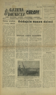 Gazeta Rolnicza Chłopi : pismo naczelne Związku Samopomocy Chłopskiej. R. 4, nr 31=182 (8-14 sierpnia 1948)