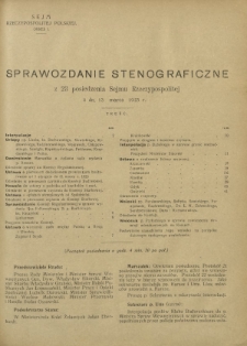 Sprawozdanie Stenograficzne z 23 Posiedzenia Sejmu Rzeczypospolitej z dnia 13 marca 1923 r. (I Kadencja 1922-1927)