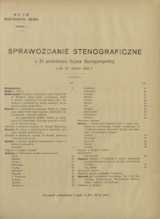 Sprawozdanie Stenograficzne z 28 Posiedzenia Sejmu Rzeczypospolitej z dnia 21 marca 1923 r.