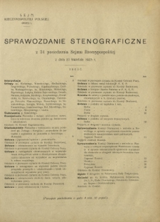Sprawozdanie Stenograficzne z 34 Posiedzenia Sejmu Rzeczypospolitej z dnia 21 kwietnia 1923 r. (I Kadencja 1922-1927)