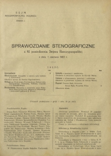 Sprawozdanie Stenograficzne z 41 Posiedzenia Sejmu Rzeczypospolitej z dnia 1 czerwca 1923 r.