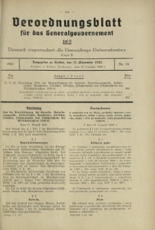 Verordnungsblatt für das Generalgouvernement = Dziennik Rozporządzeń dla Generalnego Gubernatorstwa. Teil 2, Nr 54 (10 September 1940)
