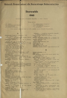 Verordnungsblatt für das Generalgouvernement = Dziennik Rozporządzeń dla Generalnego Gubernatorstwa. Teil 2, Sondernummer (31 Dezember 1940)