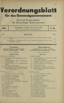 Verordnungsblatt für das Generalgouvernement = Dziennik Rozporządzeń dla Generalnego Gubernatorstwa. 1941, Nr 56 (30 Juni)