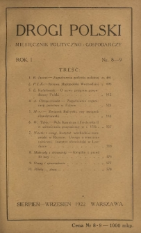 Drogi Polski : miesięcznik polityczno-gospodarczy. R. 1, nr 8-9 (sierpień-wrzesień 1922)