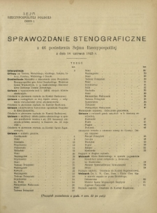 Sprawozdanie Stenograficzne z 46 Posiedzenia Sejmu Rzeczypospolitej z dnia 14 czerwca 1923 r. (I Kadencja 1922-1927)
