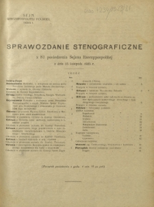 Sprawozdanie Stenograficzne z 81 Posiedzenia Sejmu Rzeczypospolitej z dnia 23 listopada 1923 r. (I Kadencja 1922-1927)