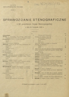 Sprawozdanie Stenograficzne z 83 Posiedzenia Sejmu Rzeczypospolitej z dnia 30 listopada 1923 r. (I Kadencja 1922-1927)