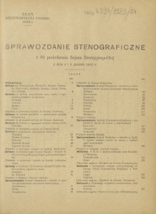 Sprawozdanie Stenograficzne z 84 Posiedzenia Sejmu Rzeczypospolitej z dnia 4 i 5 grudnia 1923 r. (I Kadencja 1922-1927)