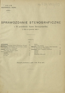 Sprawozdanie Stenograficzne z 89 Posiedzenia Sejmu Rzeczypospolitej z dnia 20 grudnia 1923 r. (I Kadencja 1922-1927)