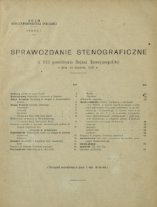 Sprawozdanie Stenograficzne z 311 Posiedzenia Sejmu Rzeczypospolitej z dnia 25 stycznia 1927 r. (I Kadencja 1922-1927)