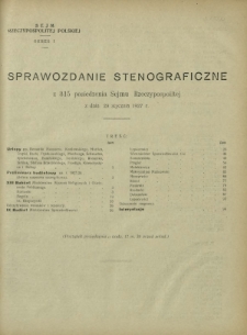 Sprawozdanie Stenograficzne z 315 Posiedzenia Sejmu Rzeczypospolitej z dnia 29 stycznia 1927 r. (I Kadencja 1922-1927)