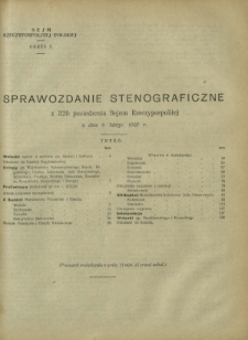 Sprawozdanie Stenograficzne z 320 Posiedzenia Sejmu Rzeczypospolitej z dnia 8 lutego 1927 r. (I Kadencja 1922-1927)