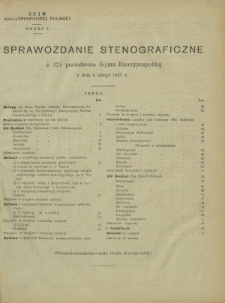 Sprawozdanie Stenograficzne z 321 Posiedzenia Sejmu Rzeczypospolitej z dnia 9 lutego 1927 r. (I Kadencja 1922-1927)