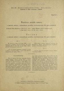 Rządowy projekt ustawy o zmianie ustawy o samoistnym podatku wyrównawczym dla gmin wiejskich. Druk Nr 9