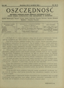 Oszczędność : dwutygodnik poświęcony sprawie organizacji oszczędności w Polsce. R.14, nr 16-17 (5 września 1938)