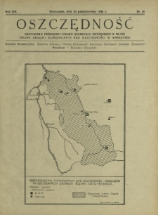 Oszczędność : dwutygodnik poświęcony sprawie organizacji oszczędności w Polsce. R.14, nr 20 (20 października 1938)