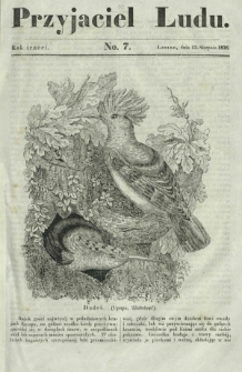 Przyjaciel Ludu : czyli tygodnik potrzebnych i pożytecznych wiadomości. R. 3, No 7 (13 sierpnia 1836)