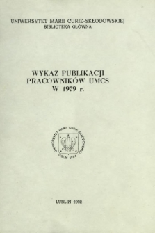 Wykaz Publikacji Pracowników UMCS w 1979 r.