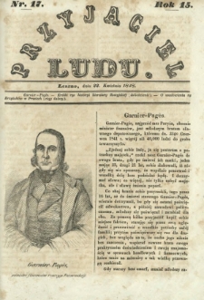 Przyjaciel Ludu : czyli tygodnik potrzebnych i pożytecznych wiadomości. R. 15, Nr 17 (22 kwietnia 1848)
