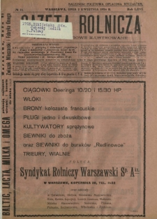 Gazeta Rolnicza : pismo tygodniowe ilustrowane. R. 66, nr 14 (2 kwietnia 1926)