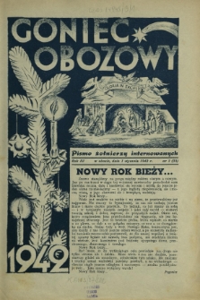 Goniec Obozowy : pismo żołnierzy internowanych R. 3, Nr 1 (1 stycznia 1942)