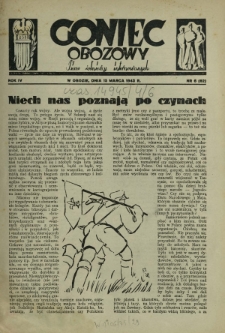 Goniec Obozowy : pismo żołnierzy internowanych R. 4, Nr 6 (15 marca 1943)