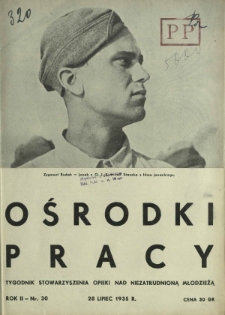 Ośrodki Pracy : tygodnik Stowarzyszenia Opieki nad Nieztrudnioną Młodzieżą R. 2, Nr 30 (28 lipiec 1935)