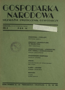 Gospodarka Narodowa : niezależny dwutygodnik gospodarczy. R. 4, nr 2 (15 stycznia 1934)