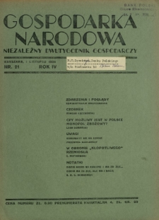 Gospodarka Narodowa : niezależny dwutygodnik gospodarczy. R. 4, nr 21 (1 listopad 1934)