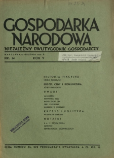 Gospodarka Narodowa : niezależny dwutygodnik gospodarczy. R. 5, nr 24 (15 grudnia 1935)