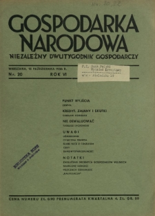 Gospodarka Narodowa : niezależny dwutygodnik gospodarczy. R. 6, nr 20 (15 października 1936)