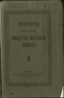 Statuta Galicyjskiego Towarzystwa Kredytowego Ziemskiego