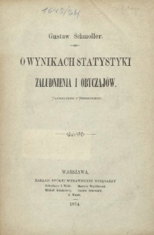 O wynikach statystyki zaludnienia i obyczaj&oacute;w