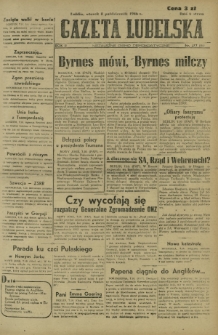 Gazeta Lubelska : niezależne pismo demokratyczne. R. 2, nr 277=586 (8 październik 1946)