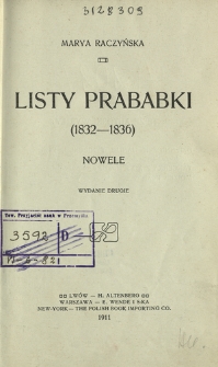 Listy prababki (1832-1836) : nowele