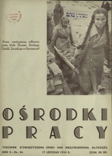Ośrodki Pracy : tygodnik Stowarzyszenia Opieki nad Niezatrudnioną Młodzieżą R. 2, Nr 46 (17 listopad 1935)