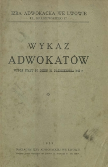 Wykaz adwokatów : wedle stanu po dzień 31 października 1935 r.
