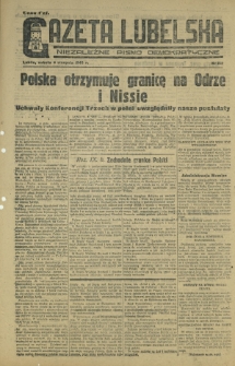 Gazeta Lubelska : niezależne pismo demokratyczne. 1945, nr 162 (4 sierpnia)