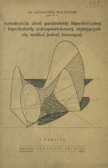 Konstrukcja cieni paraboloidy hiperbolicznej i hiperboloidy jednopowłokowej, stykających się wzdłuż jednej tworzącej