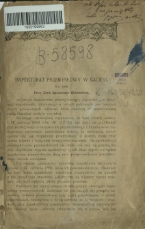 Inspektorat przemysłowy w Galicyi