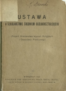 Ustawa o szkolnictwie średniem og&oacute;lnokształcącem