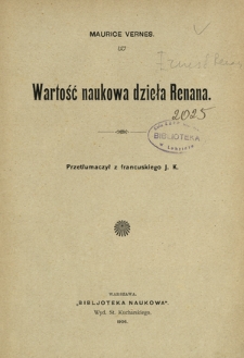 Wartość naukowa dzieła Renana