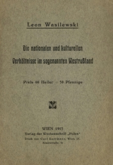 Die nationalen und kulturellen Verhältnisse im sogenannten Westrußland