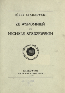 Ze wspomnień o Michale Starzewskim